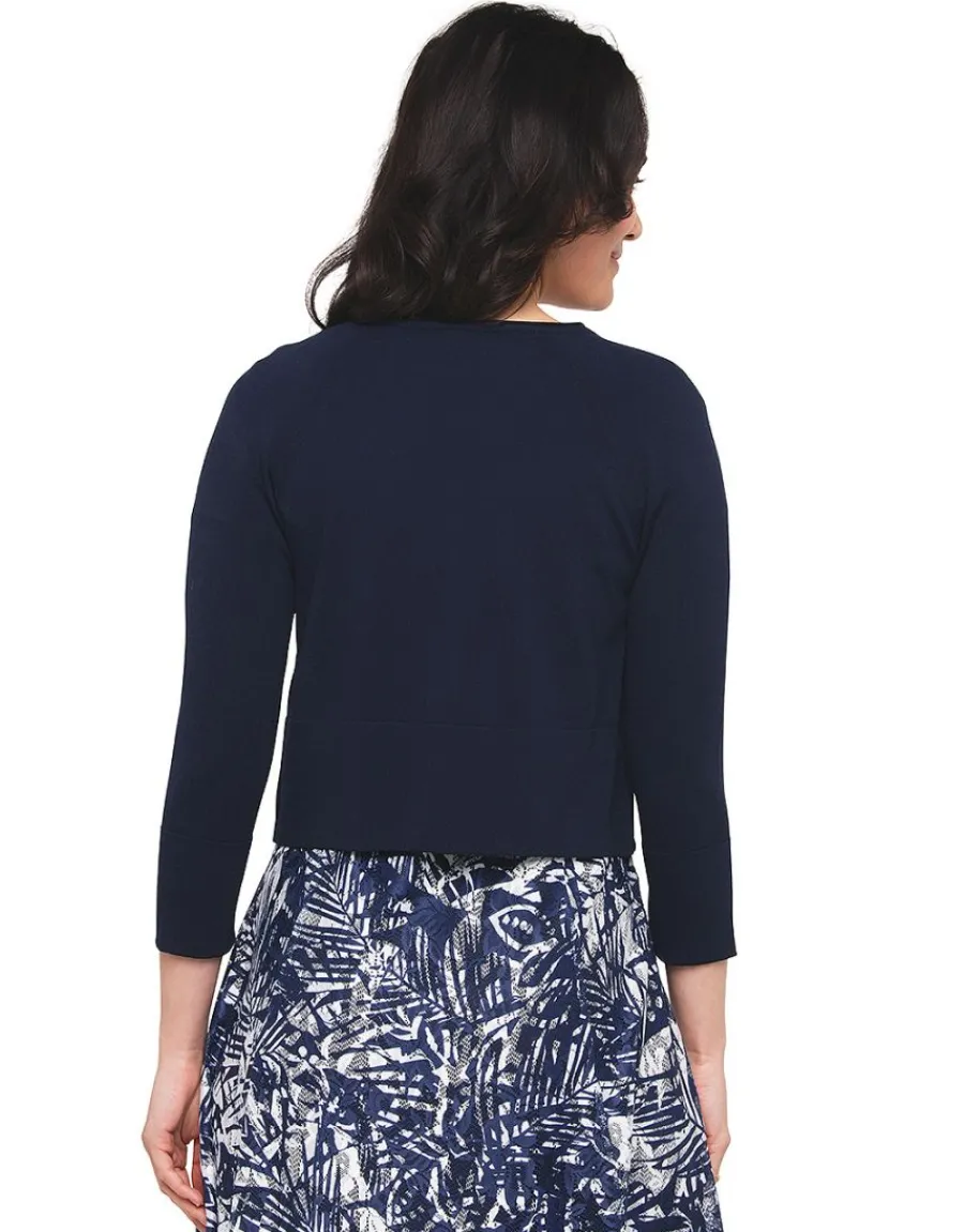 Christine Laure Gilets|Maille*Gilet boléro bleu léger