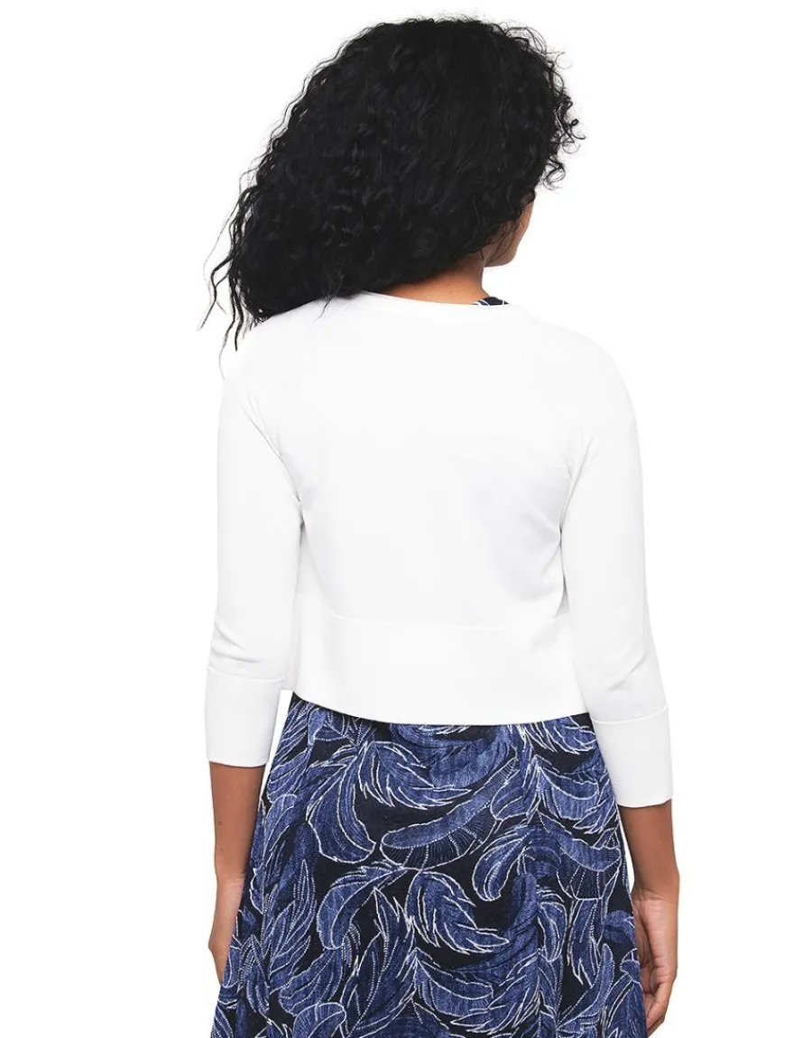 Christine Laure Gilets|Maille*Gilet boléro écru léger