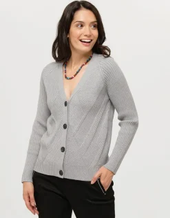 Christine Laure Gilets|Maille*Gilet boutonné gris