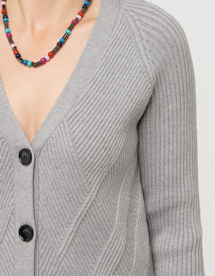 Christine Laure Gilets|Maille*Gilet boutonné gris