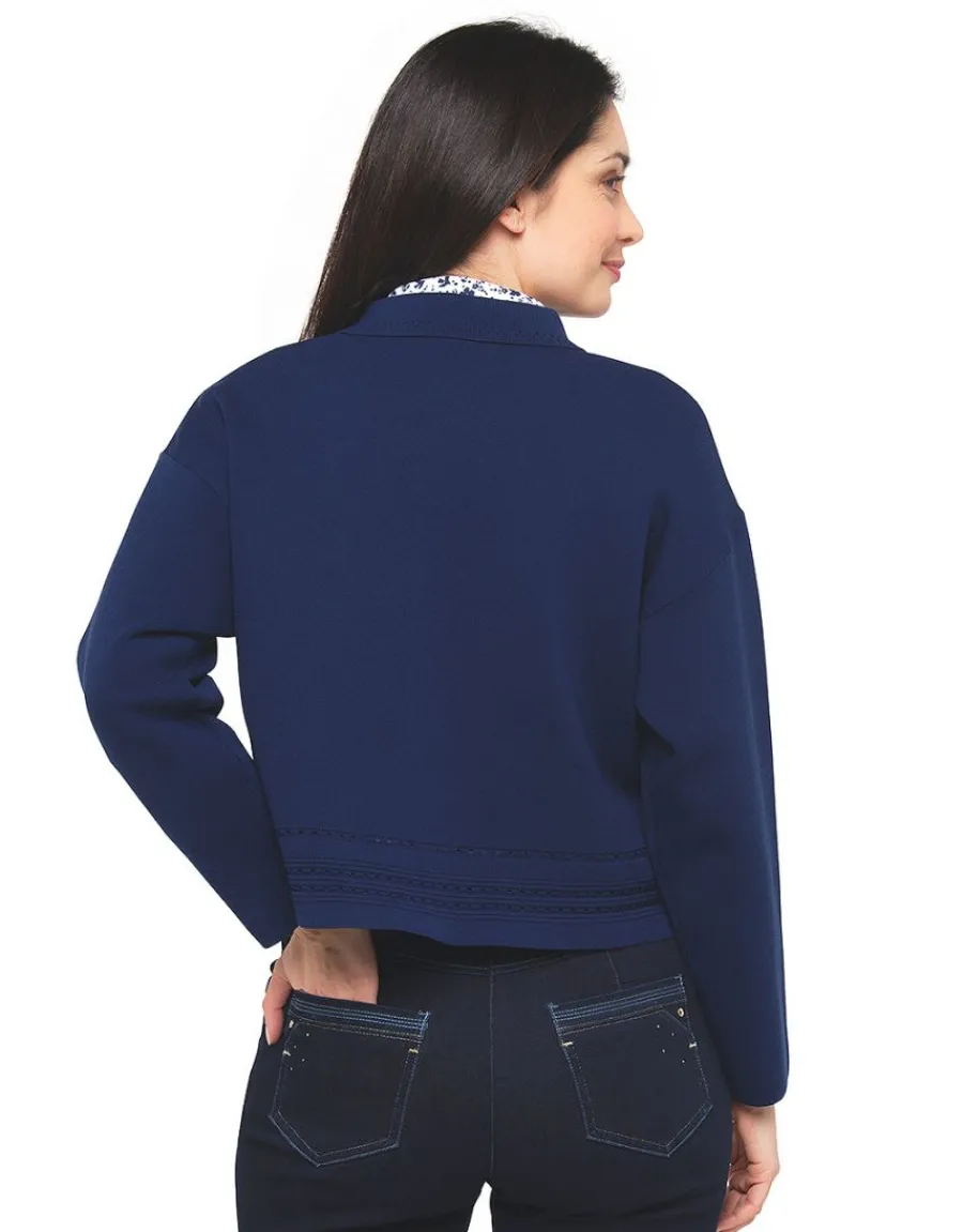 Christine Laure Gilets|Maille*Gilet col chemisier bleu