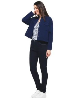 Christine Laure Gilets|Maille*Gilet col chemisier bleu