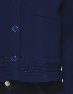 Christine Laure Gilets|Maille*Gilet col chemisier bleu