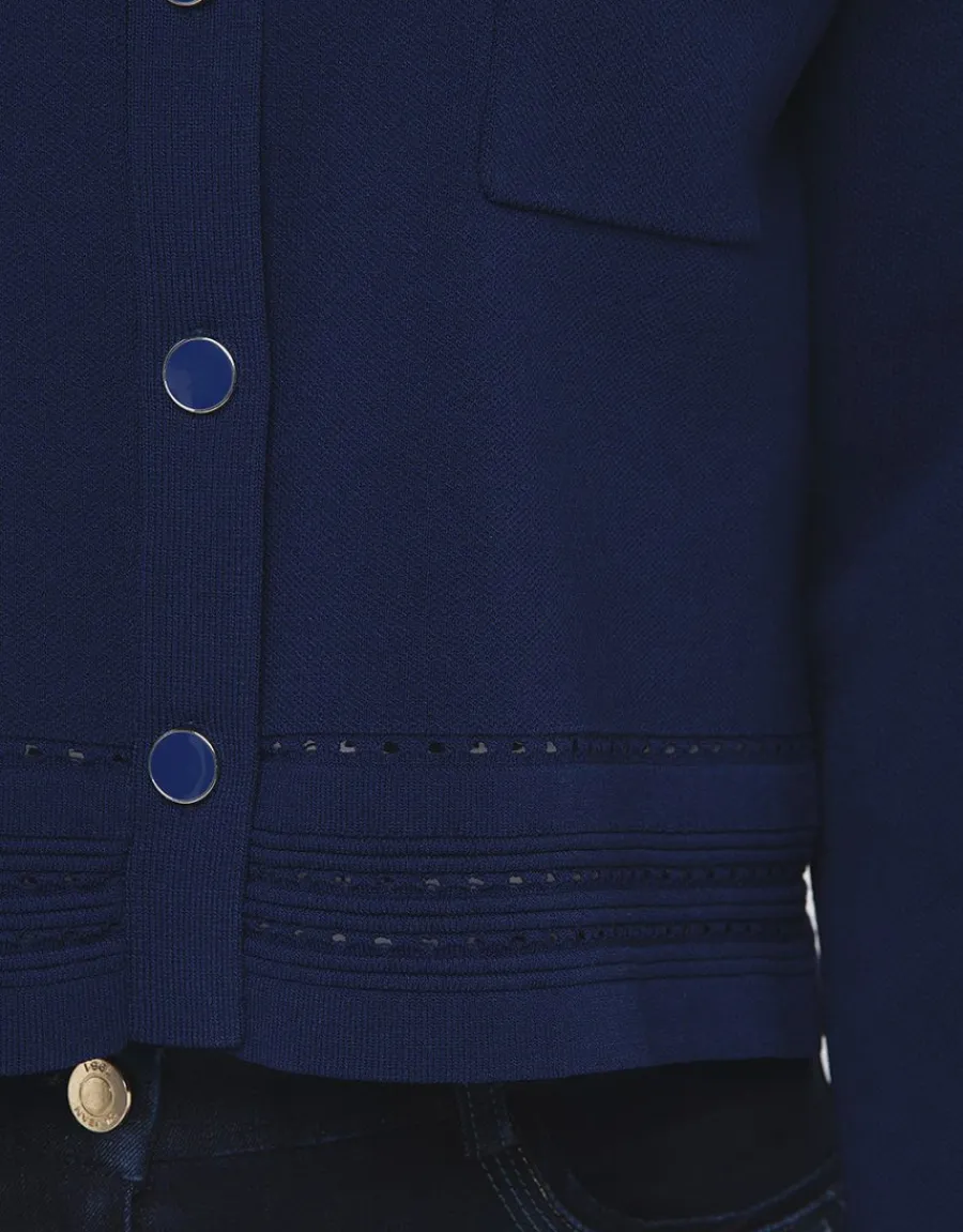 Christine Laure Gilets|Maille*Gilet col chemisier bleu