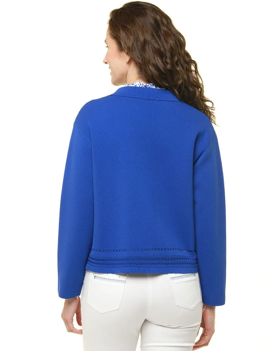 Christine Laure Gilets|Maille*Gilet col chemisier bleu