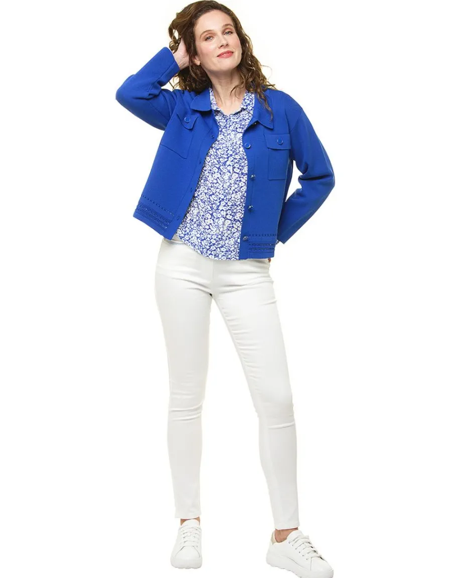 Christine Laure Gilets|Maille*Gilet col chemisier bleu