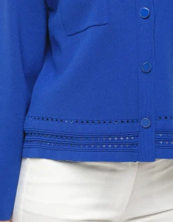 Christine Laure Gilets|Maille*Gilet col chemisier bleu