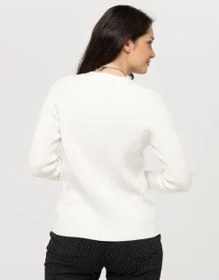 Christine Laure Gilets|Maille*Gilet écru graphique