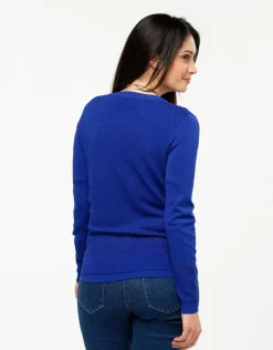 Christine Laure Gilets|Maille*Gilet filet bleu roi