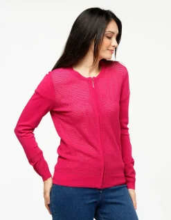 Christine Laure Gilets|Maille*Gilet filet fuchsia