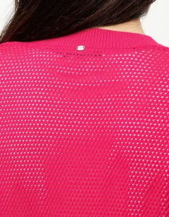 Christine Laure Gilets|Maille*Gilet filet fuchsia