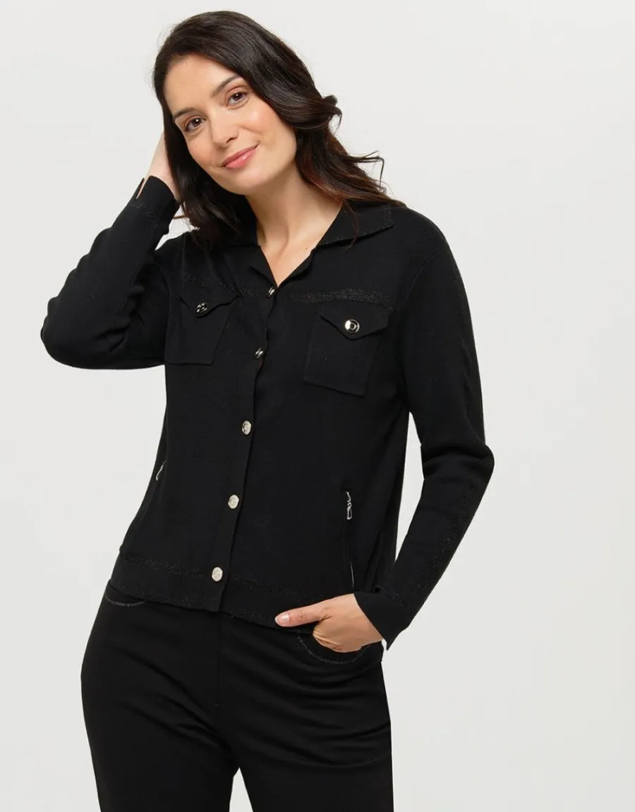 Christine Laure Gilets|Maille*Gilet irisé noir