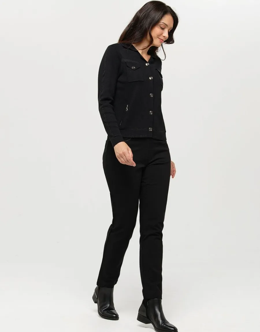 Christine Laure Gilets|Maille*Gilet irisé noir