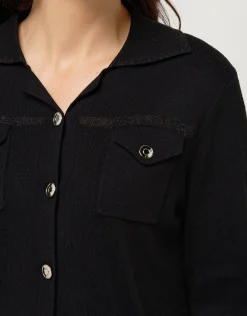 Christine Laure Gilets|Maille*Gilet irisé noir