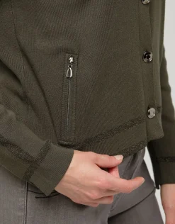 Christine Laure Gilets|Maille*Gilet irisé vert kaki