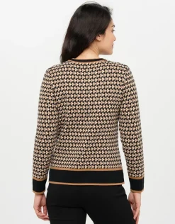 Christine Laure Gilets|Maille*Gilet Jacquard beige