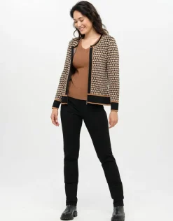 Christine Laure Gilets|Maille*Gilet Jacquard beige