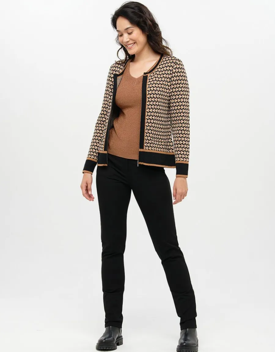 Christine Laure Gilets|Maille*Gilet Jacquard beige