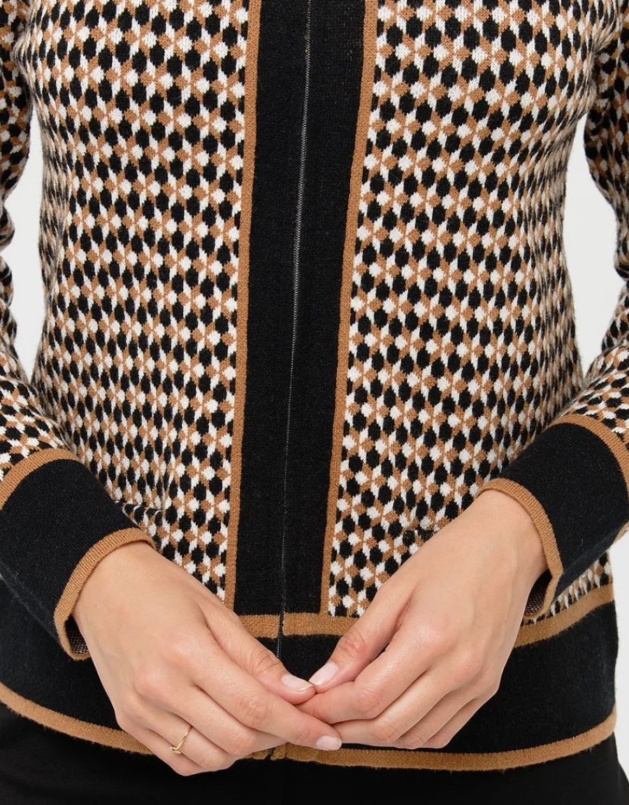 Christine Laure Gilets|Maille*Gilet Jacquard beige