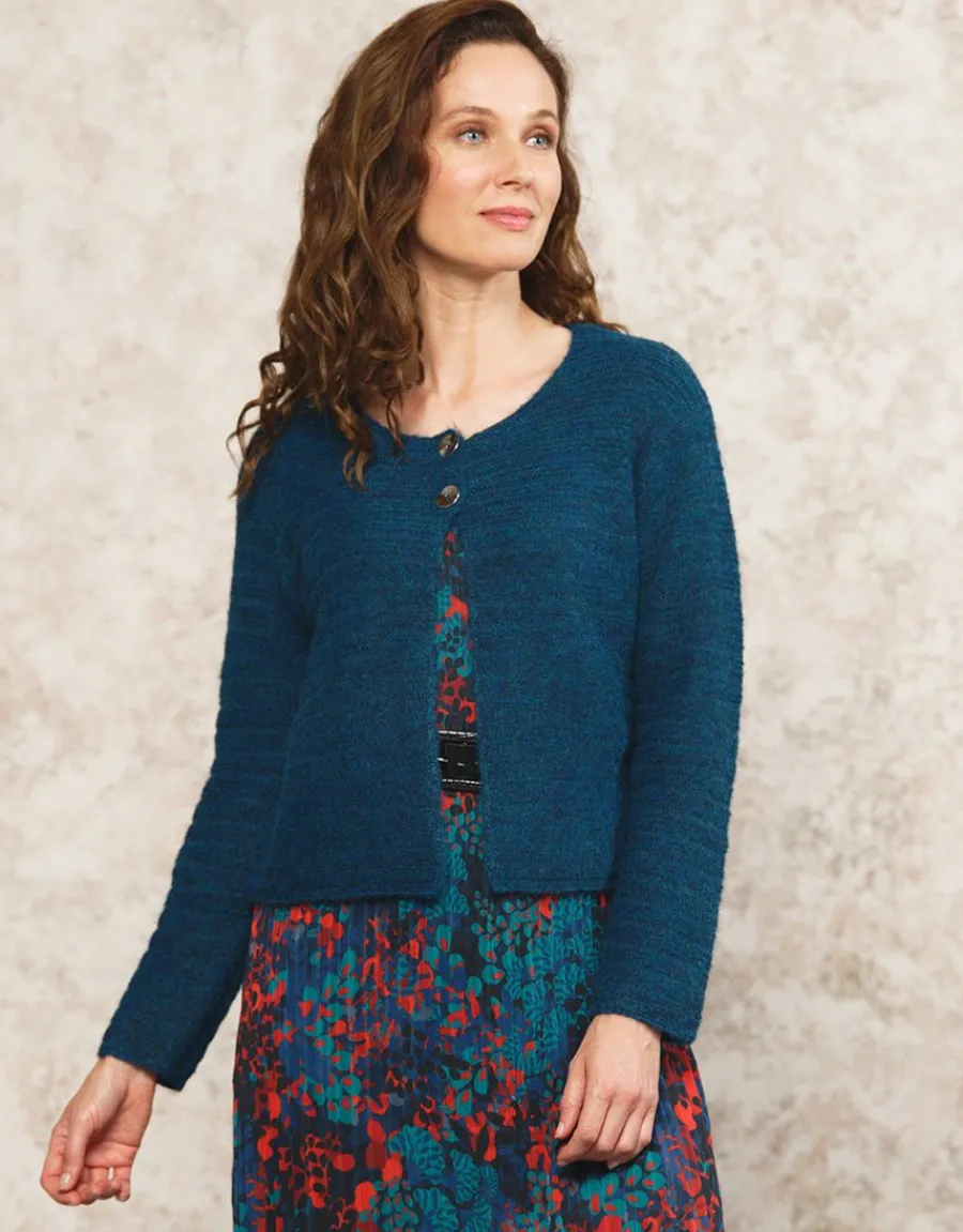 Christine Laure Gilets|Maille*Gilet maille boléro bleu