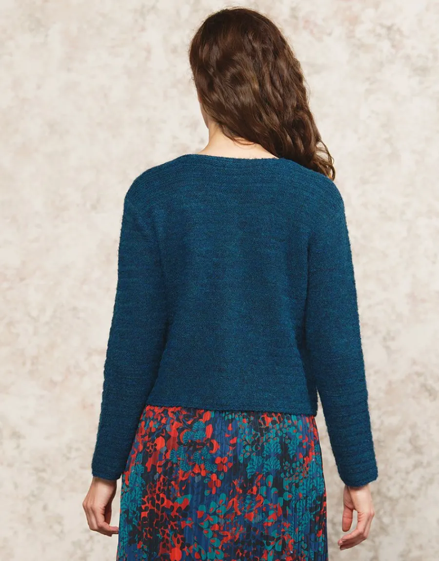 Christine Laure Gilets|Maille*Gilet maille boléro bleu