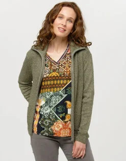 Christine Laure Gilets|Maille*Gilet maille kaki irisé