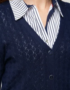 Christine Laure Gilets|Maille*Gilet maille marine col V