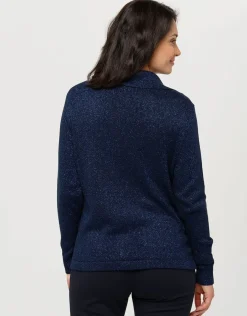 Christine Laure Gilets|Maille*Gilet maille marine irisé