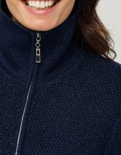 Christine Laure Gilets|Maille*Gilet maille marine irisé