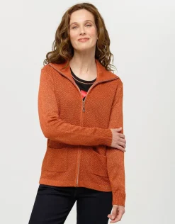 Christine Laure Gilets|Maille*Gilet maille orange irisé