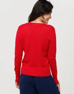 Christine Laure Gilets|Maille*Gilet maille rouge col v