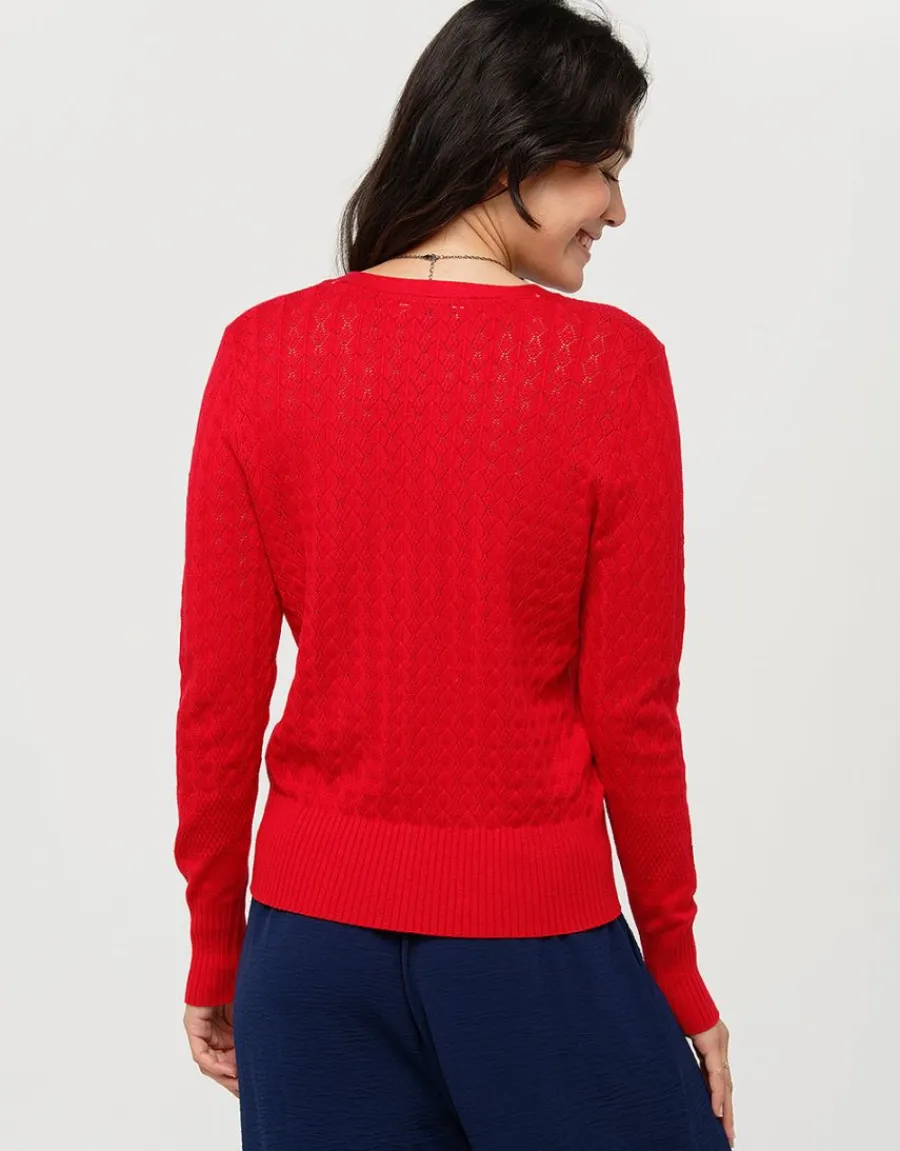 Christine Laure Gilets|Maille*Gilet maille rouge col v