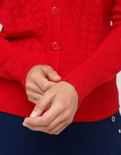 Christine Laure Gilets|Maille*Gilet maille rouge col v