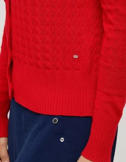 Christine Laure Gilets|Maille*Gilet maille rouge col v