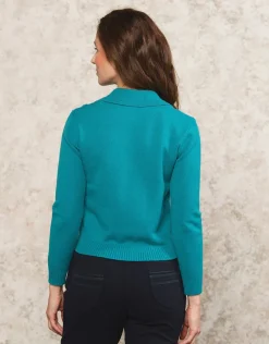 Christine Laure Gilets|Maille*Gilet maille turquoise