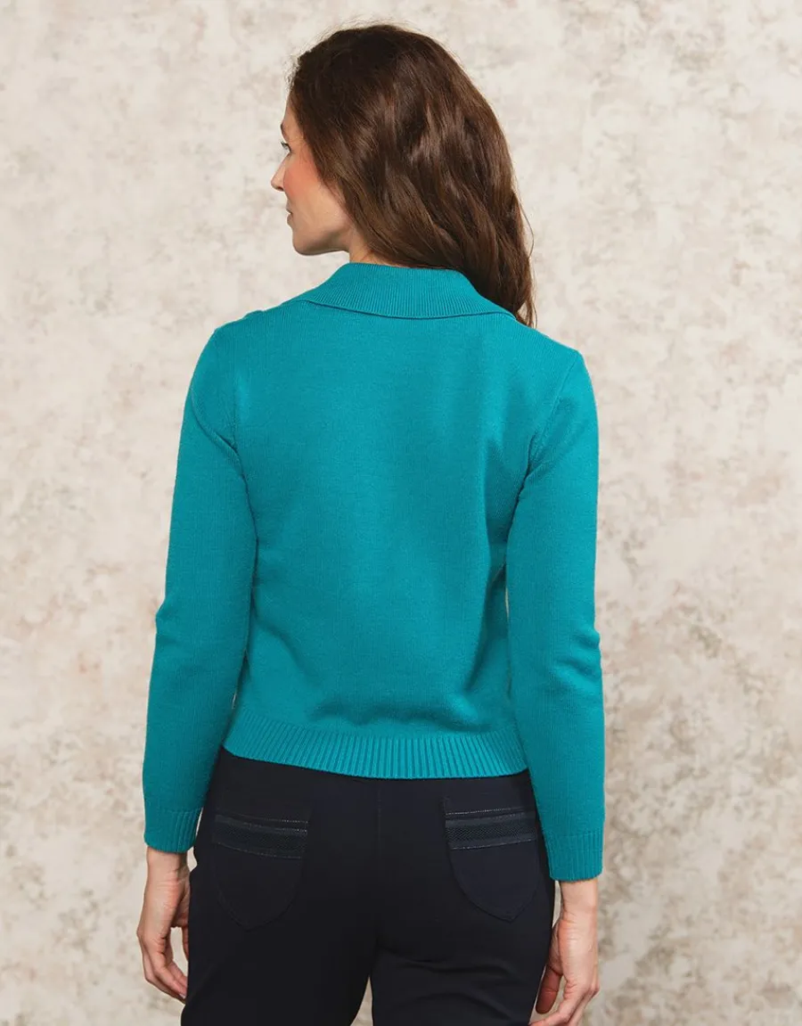 Christine Laure Gilets|Maille*Gilet maille turquoise