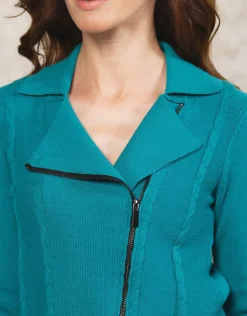 Christine Laure Gilets|Maille*Gilet maille turquoise