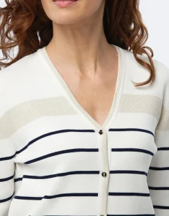 Christine Laure Gilets|Maille*Gilet marinière col V