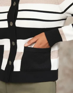 Christine Laure Gilets|Maille*Gilet marinière doré