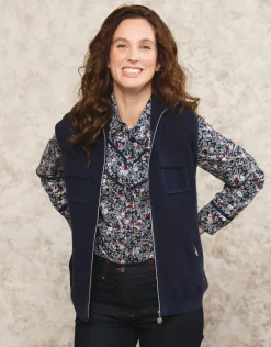 Christine Laure Gilets|Maille*Gilet sans manches bleu