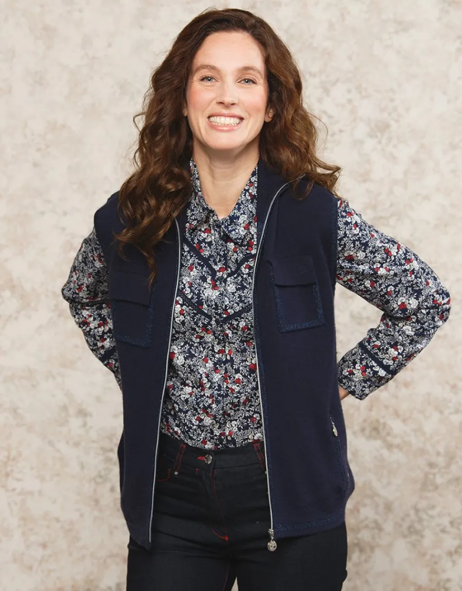 Christine Laure Gilets|Maille*Gilet sans manches bleu