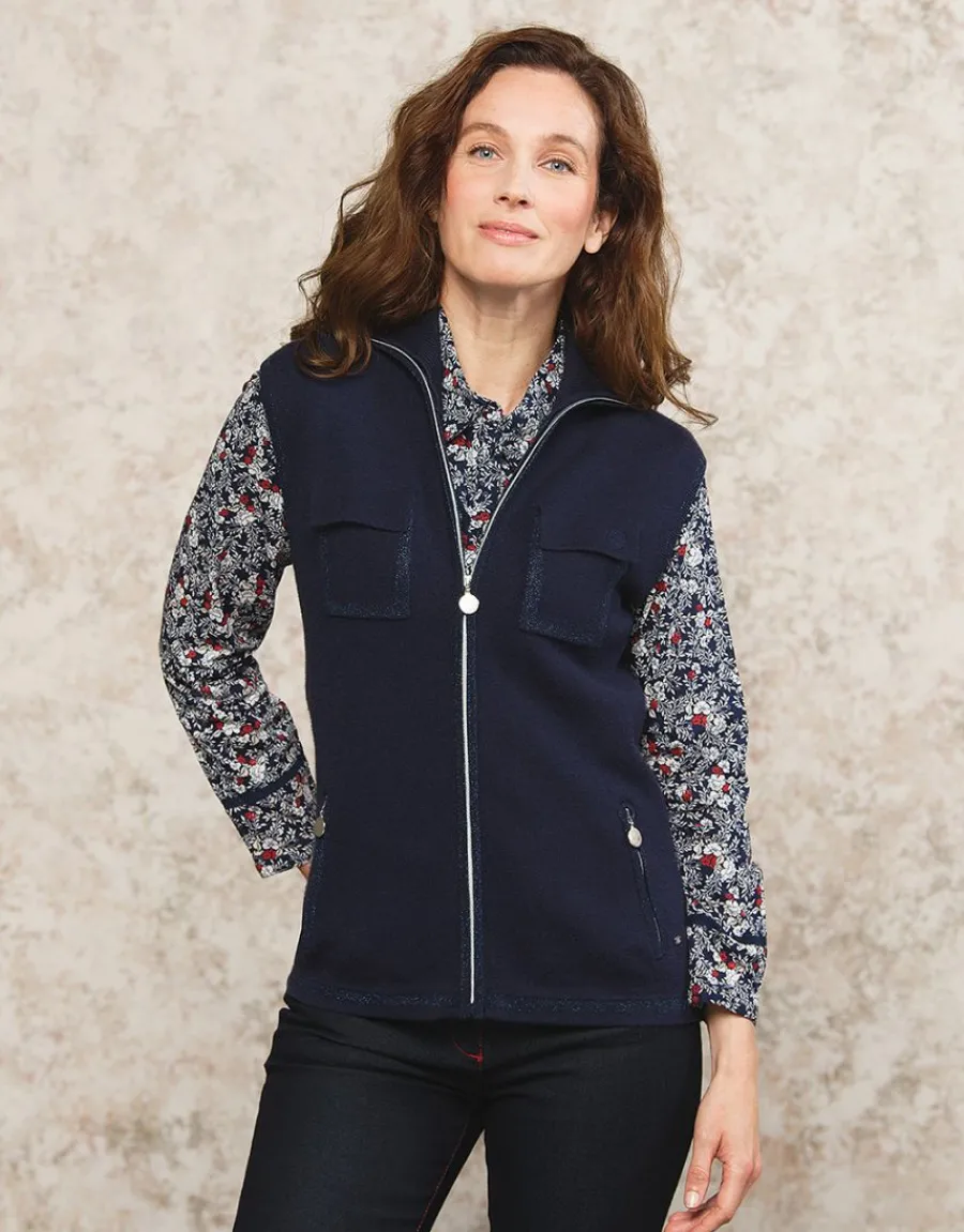 Christine Laure Gilets|Maille*Gilet sans manches bleu