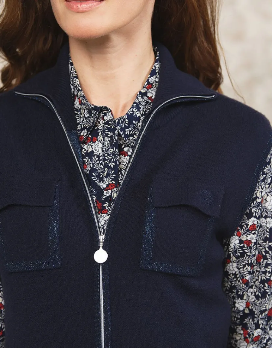 Christine Laure Gilets|Maille*Gilet sans manches bleu