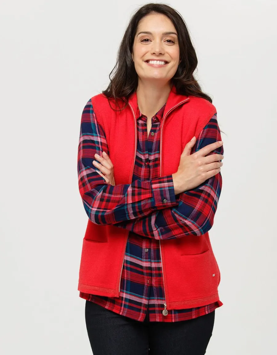 Christine Laure Gilets|Maille*Gilet sans manches rouge