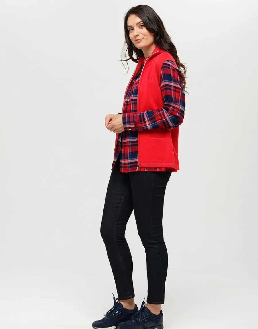 Christine Laure Gilets|Maille*Gilet sans manches rouge