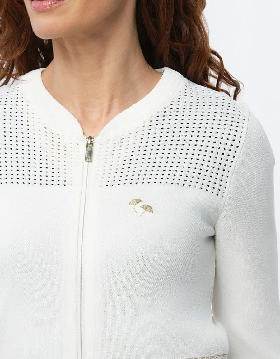 Christine Laure Maille|Gilets*Gilet zippé écru