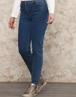 Christine Laure Jeans|Ajustés*Jean 7/8ème bleu coton