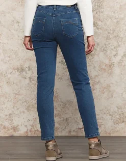 Christine Laure Jeans|Ajustés*Jean 7/8ème bleu coton