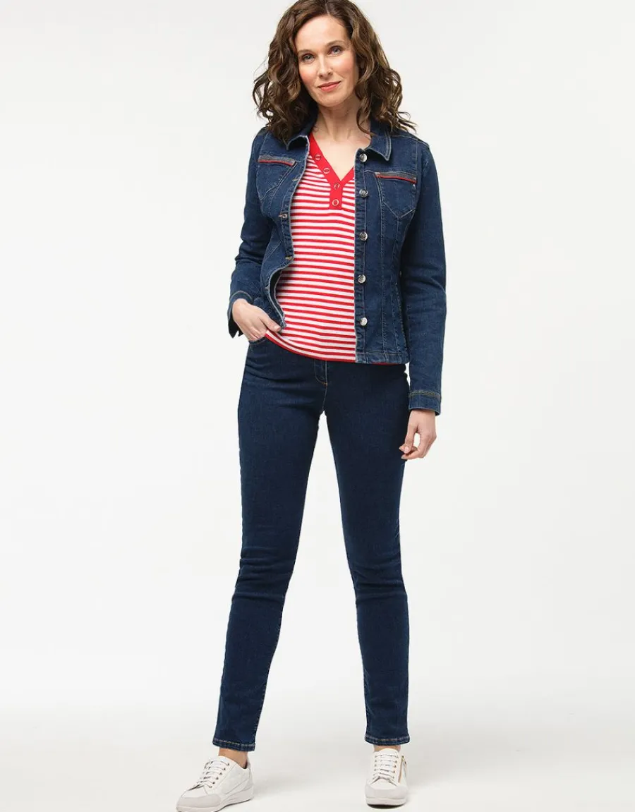 Christine Laure Jeans|Ajustés*Jean slim bleu coton