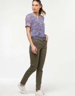 Christine Laure Jeans|Slims*Jean slim vert kaki coton